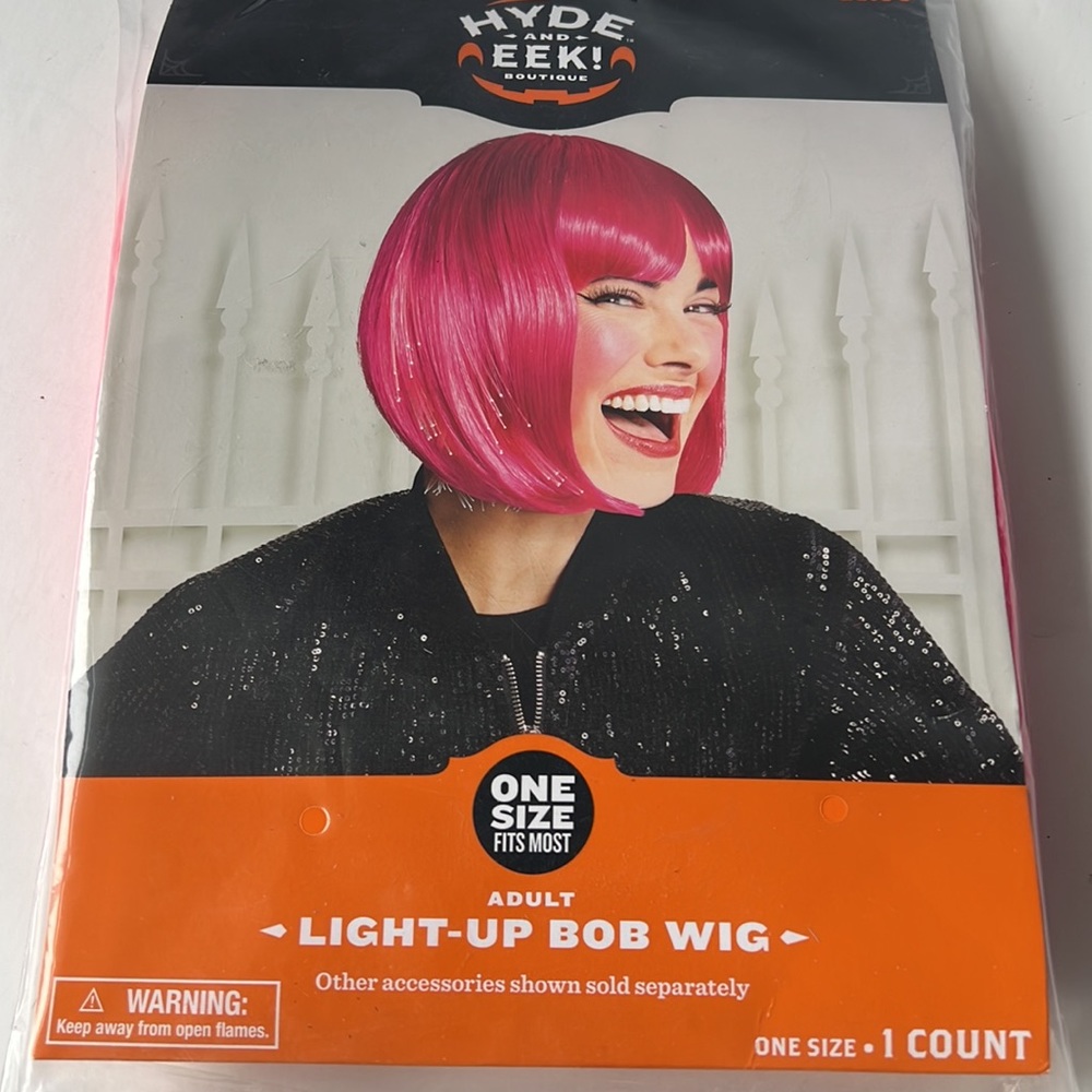 Hide and Eek Wig Light up Bob Wig Pink One Size New - Picture 8 of 8